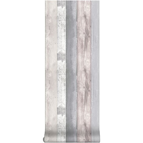 Papier peint intissé Palissade Bois 1005 x 52cm Beige, Gris