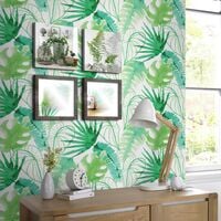 Papier peint intissé Jungle Fever Grainé 1005 x 52cm Blanc, Vert
