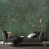 Papier peint panoramique Cerisiers japonais 300 x 280cm Vert