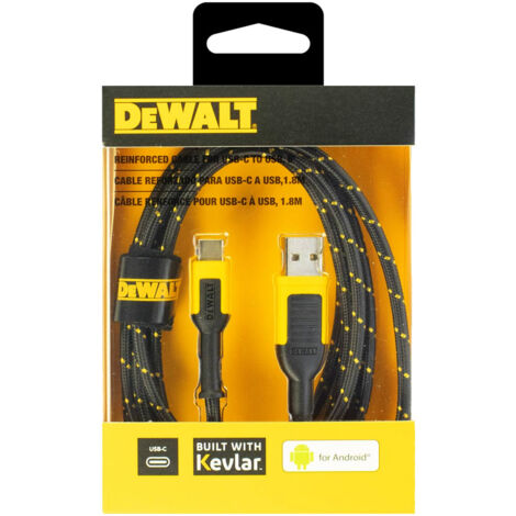 Dewalt Reinforced Micro USB Charging Cable For Android - 6ft (DXMA1311322), Black