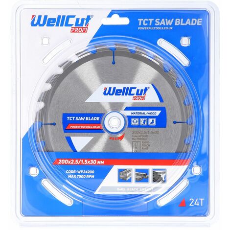 WellCut TCT Saw Blade Profi 200mm x 24T x 30mm Bore