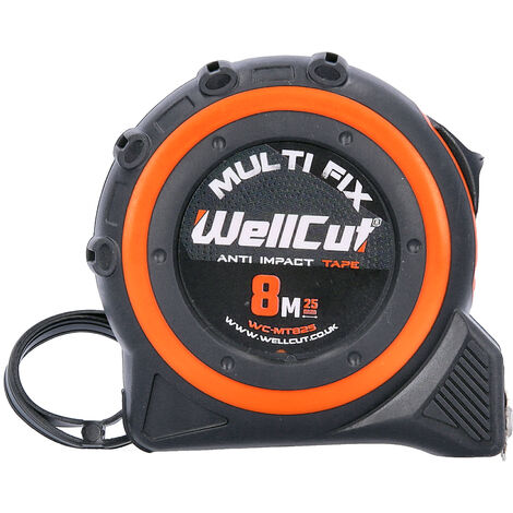 Wellcut 8M/26ft Pocket Tape Measure With Magnetic Hook, Anti-Impact 25mm Wide