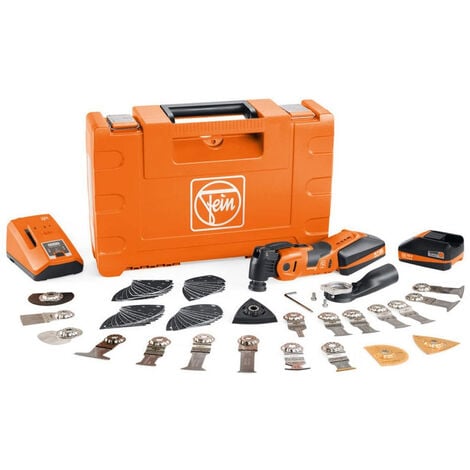Fein AMM 700 Max Top 18V Oscillating Multi-Tool + 60 Piece Acc, 2 x 3.0Ah Batteries, Charger & Case