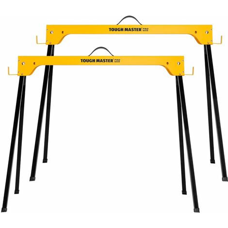 TOUGH MASTER Pro Saw Horse Set Folding Sawhorses Lightweight Compact with 500kg Load Capacity 2 Pieces