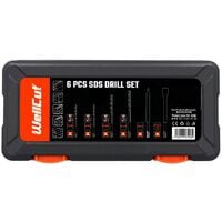 WellCut WC-SDS6 Heavy Duty Rotary Hammer SDS Plus Chisel Drill Bit Set with 6 Pieces