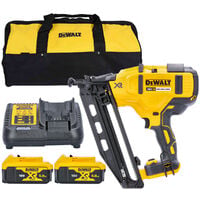 DeWalt DCN660 18V XR Brushless 60mm Second Fix Finishing Nailer With 2 x 5.0Ah Batteries, Charger & Tool Bag