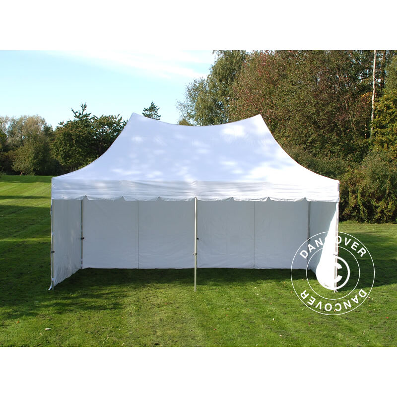 Gazebo 3x3 mt richiudibile automatico e pieghevole a fisarmonica  IMPERMEABILE con TETTO BIANCO - serie SUPER-ELEGANT