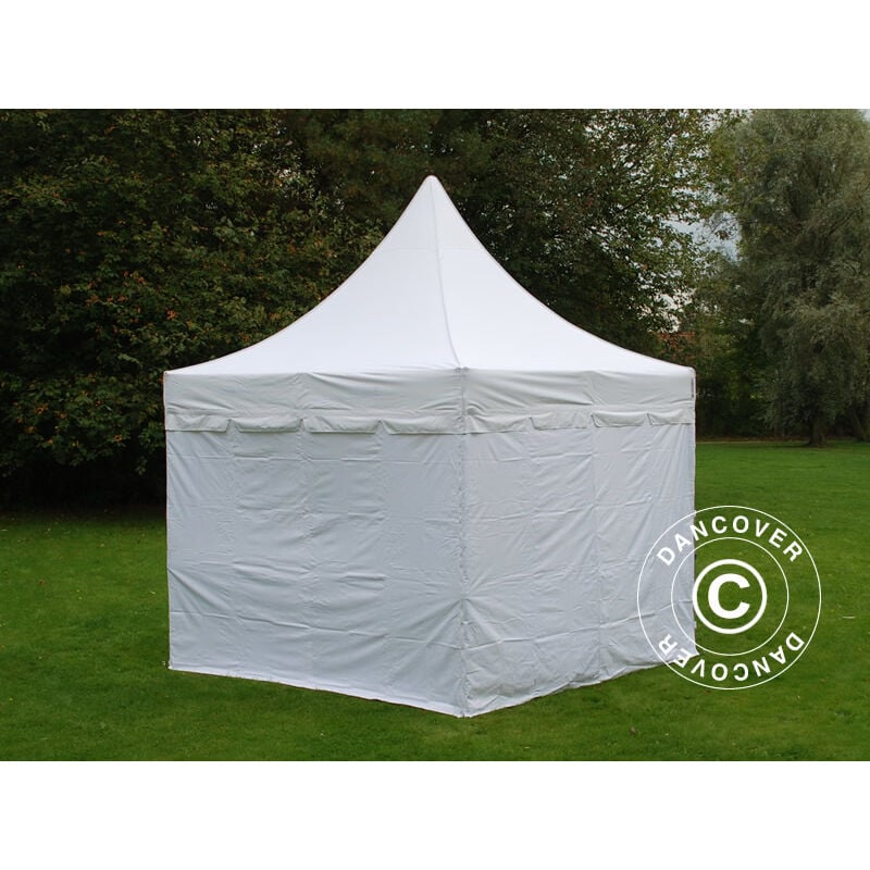 Gazebo pieghevole Gazebo rapido FleXtents PRO Peak Pagoda 4x4m Bianco,  incluso 4 pareti laterali