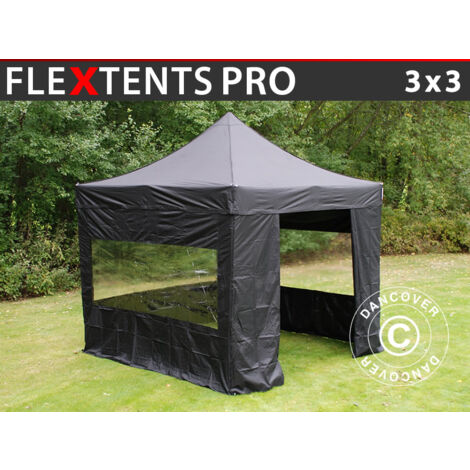 Gazebo pieghevole Gazebo rapido FleXtents PRO 3x3m Nero, incl. 4 (1/5)