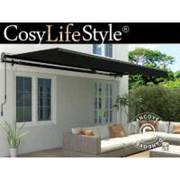 Tenda da sole con Manovella, 3,95x2,5m, Nero/Telaio Nero