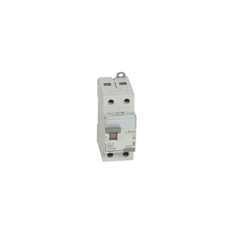 Interrupteur différentiel DX³-ID arrivée haute et départ bas à vis - 2P 230V 63A typeAC 30mA - 2 modules - LEGRAND