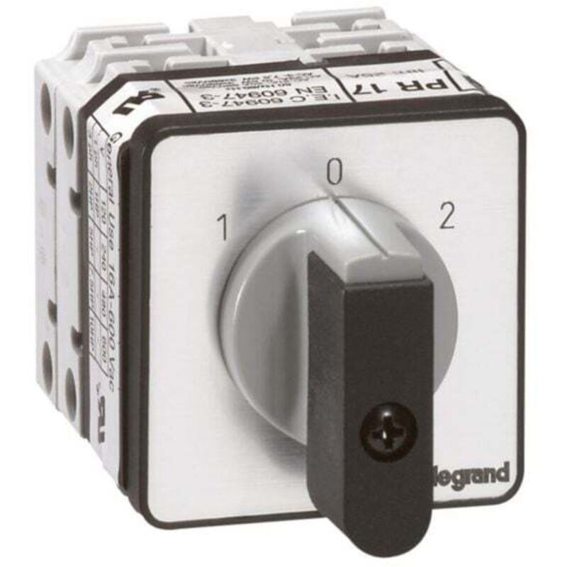 Commutateur à Cames Legrand PR12 Pour Moteur Triphasé - Inverseur 1 Sens De Marche, 1 Vitesse - Fixation Par Vis Sur Porte