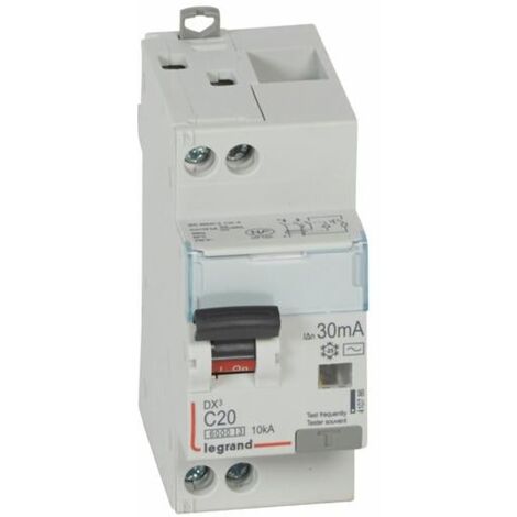 Disjoncteur différentiel DX³ 6000 vis/vis U+N 230V 20 A type AC 30 mA 10 kA courbe C 2 Modules LEGRAND 410786 (1/3)