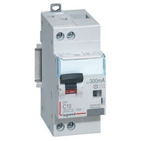 Disjoncteur différentiel monobloc DX³6000 10kA arrivée haute et départ bas à vis U+N 230V - 10A - typeAC 300mA - LEGRAND