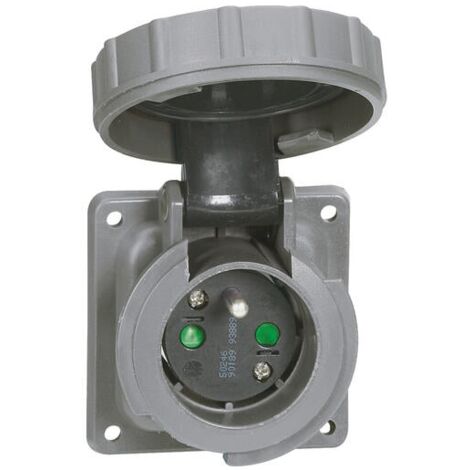 Legrand – Prise de courant fixe 2P+T IP67 – 250V – 16A – Plastique pour installations extérieures – Brochage droit