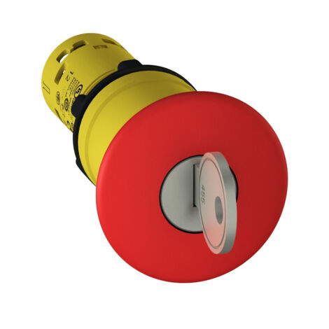 Harmony arrêt d'urgence - rouge Ø40mm - Ø22 - déverouillage à clé - 1O+1F - XB7NS9445 (1/3)