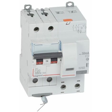 Disjoncteur différentiel monobloc DX³6000 10kA arrivée haute départ bas vis 2 Pôles 230V à 400V 20A type AC 30mA LEGRAND 411159 (1/4)