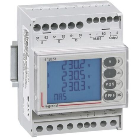 Centrale de mesure EMDX³ modulaire affichage LCD avec sortie RS485 et à impulsion - 4 modules - LEGRAND