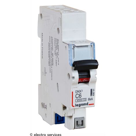 Disjoncteur monophasé DNX3 4500 - 6 KA - courbe C - Auto/Auto - Legrand - 6A - 406781
