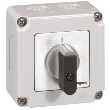 commutateur à cames - pr12 - 2p - 2 contacts - avec boîtier 76 x 76 mm - legrand 027711