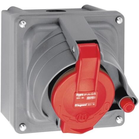 Prisinter fixe Hypra IP44/55 16A - 380V à 415V - 3P+N+T - plastique - LEGRAND (1/3)