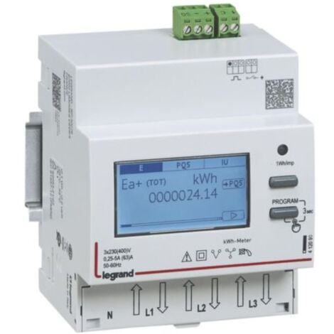 Compteur modulaire triphasé EMDX³ non MID raccordement direct 63A - 4 modules - avec sortie à impulsions - LEGRAND