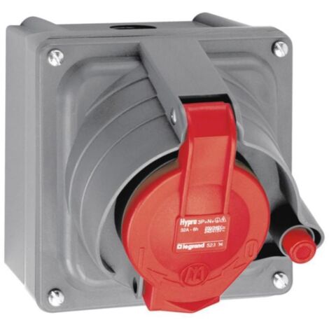 Legrand – Coffret de prises de sécurité 3P+N+T 32A – Tension 400V – IP44 pour chantiers humides – Dimensions 143x143mm