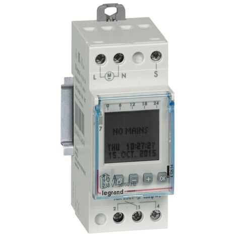 Legrand – Horloge astronomique digitale 1 sortie 16A 230V – Programmation automatique – Réserve de marche 5 ans – Écran LCD