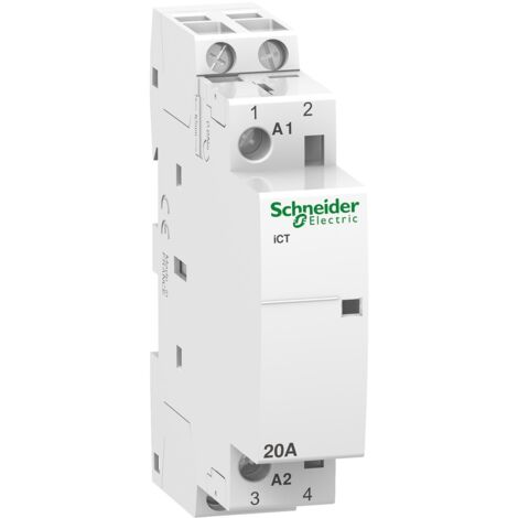 Schneider Electric – Contacteur électrique modulaire 20A – Tension 230V – Protection IP20 – Isolation 500V AC – Pour rail DIN 35mm