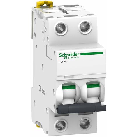 Schneider Electric – Disjoncteur bipolaire 32A courbe C – Protection thermique et magnétique – Pour installations électriques – A9F77232