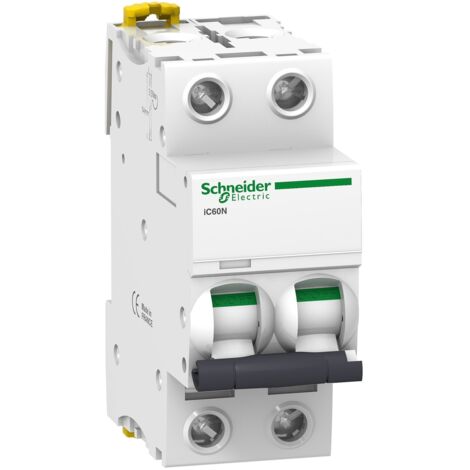 Schneider Electric – Disjoncteur bipolaire 40A – Courbe C – Protection thermique-magnétique – Installation sur rail DIN – A9F77240