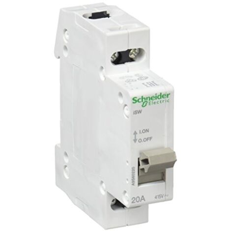 Schneider Electric – Interrupteur modulaire 2P 20A 415VCA A9S60220 – Commande Acti9 – Montage rail DIN – Signalisation ON/OFF – Durée de vie 300000 cycles