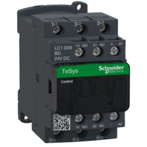 Schneider Electric – LC1D09BD – Contacteur TeSys 3 pôles 9 A AC3 440V – Bobine 24 V CC – Durabilité élevée pour environnements exigeants