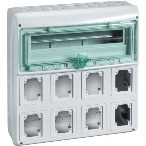 Schneider Electric – Coffret de communication 13157 – 448 x 460 mm – 19 modules – 8 ouvertures – Polymère auto-extinguible pour installations électriques