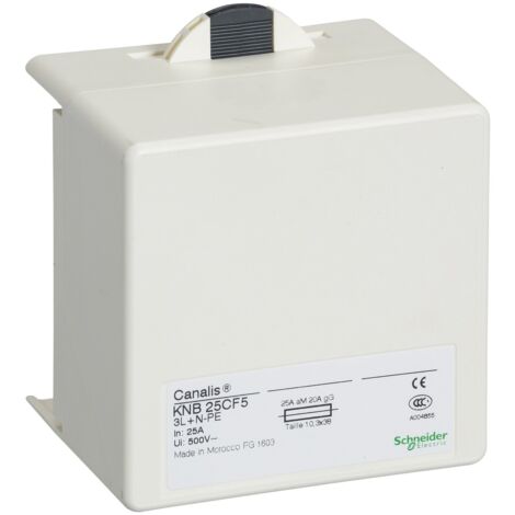 Schneider Electric – Unité de dérivation pour fusible 10x38 25A 4P – IP55 – Montage enfichable avec polarité fixe – Compatible goulottes Canalis KN - KNB25CF5