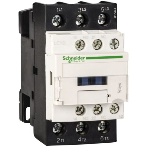 contacteur tesys d - 32a - 3 pôles - 1f+1o - 400v ac - ac-3 - schneider electric lc1d32v7 (1/5)