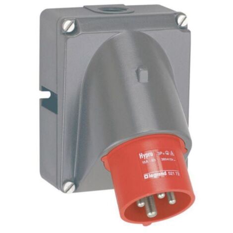 fiche tableau inclinée 32 ampères 3p+t ip44 rouge - legrand hypra 052873