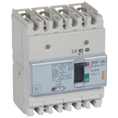 Disjoncteur magnétothermique DPX³160 pouvoir de coupure 25kA 400V - 4P - 25A - LEGRAND