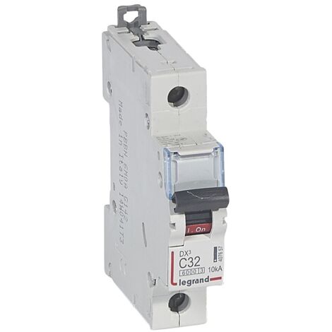 Legrand – Disjoncteur unipolaire 32A courbe C – Tension 230V à 400V – Arrivée haute et départ bas à vis – 1 module – Pouvoir de coupure 10kA - VIS 1 P