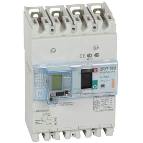 Disjoncteur magnétothermique différentiel DPX³160 pouvoir de coupure 25kA 400V - 4P - 80A - LEGRAND