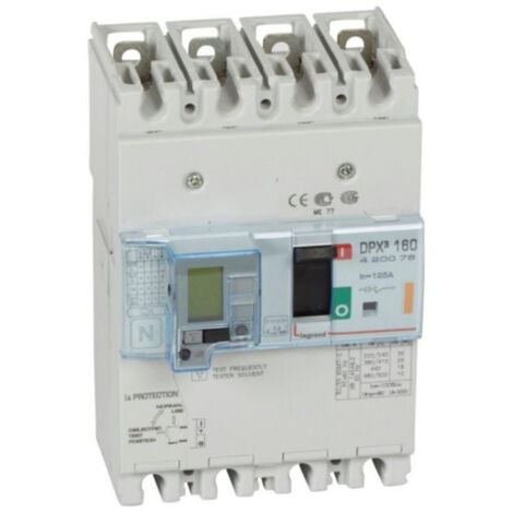 Disjoncteur magnétothermique différentiel DPX³160 pouvoir de coupure 25kA 400V - 4P - 125A - LEGRAND