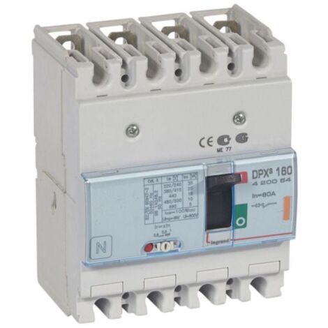 Disjoncteur magnétothermique DPX³160 pouvoir de coupure 25kA 400V - 4P - 80A - LEGRAND