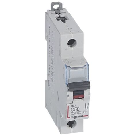Legrand – Disjoncteur unipolaire 50A courbe C – Tension 230V à 400V – Arrivée haute départ bas à vis – 1 module sur rail DIN - VIS 1 P (1/3)