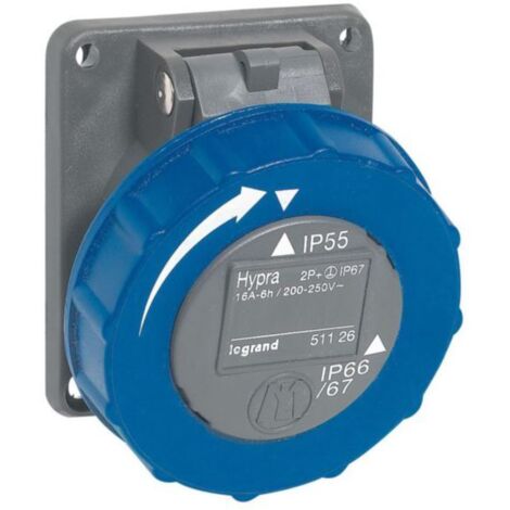 Prise fixe Hypra IP66/67-55 16A - 200V à 250V - 2P+T - plastique - LEGRAND