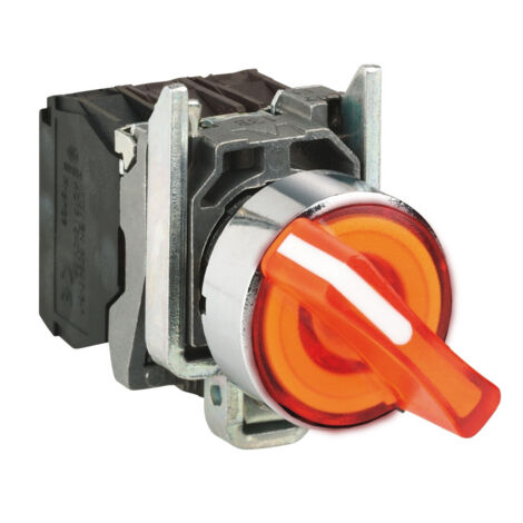Harmony bouton tournant lumineux orange Ø22 à manette 2 positions 24V 1O+1F - XB4BK125B5