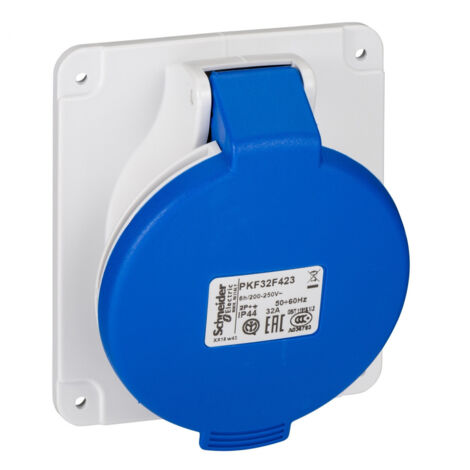Schneider Electric – Prise de courant inversée 32A IP44 220V 2P+T – Polymère technique auto-extinguible – Bornes à vis – PKF32F423