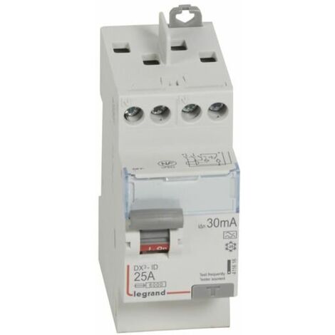 Legrand – Bloc différentiel 2P 230V 25A type A 30mA – Courant de défaut 0.03A – Montage rail DIN – IP20 – 2 modules