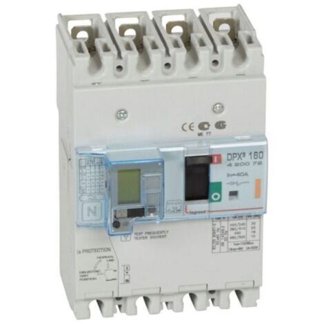 Disjoncteur magnétothermique différentiel DPX³160 pouvoir de coupure 25kA 400V - 4P - 40A - LEGRAND