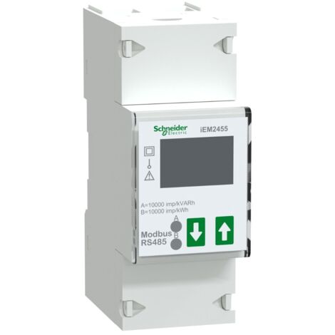 Schneider Electric – A9MEM2455 – Compteur d'énergie monophasé 100A – Modbus RTU – MID – Encliquetable sur rail DIN – Afficheur LCD