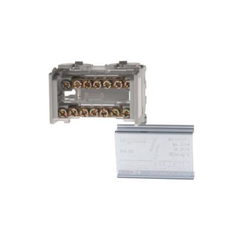Répartiteur modulaire monobloc bipolaire à bornes 100A - 7 connexions par barreau - 4 modules